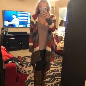 Multi Color hooded kimono/duster/cardigan sweater!
